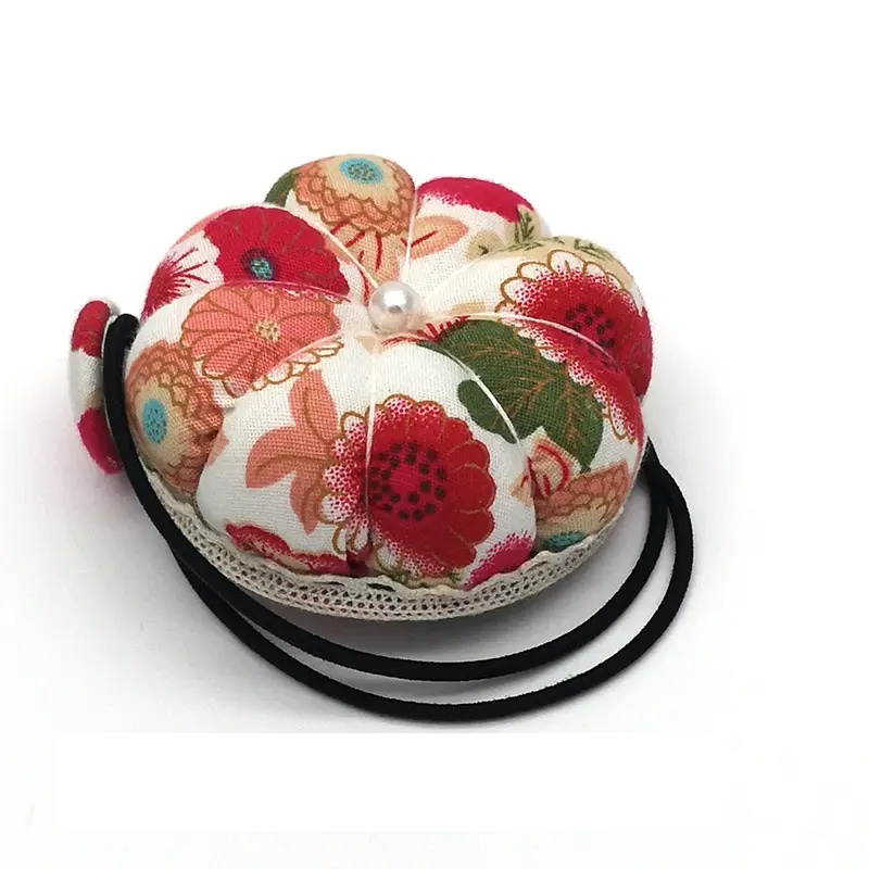 Pin Cushion for Sewing Machine in White with Red Floral