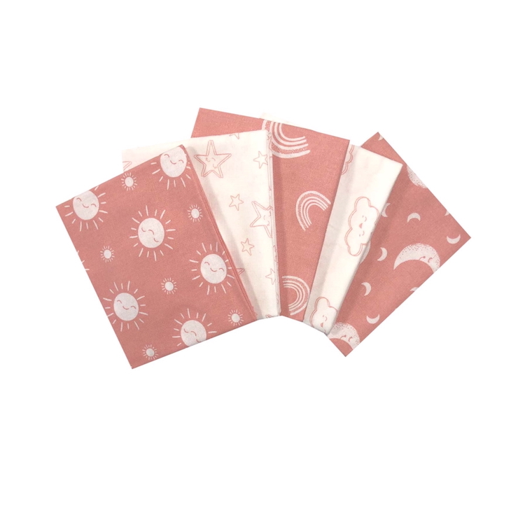 Quilting Fabric - Fat Quarter Bundle - The Sky Above in Blush Pink by the Craft Cotton Company 2848-00