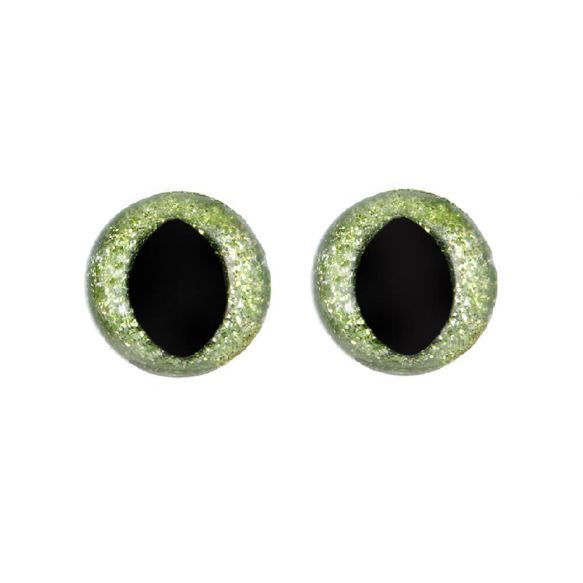 12mm Sparkly Green Cat Safety Eyes for Doll and Toy Making - Sold per Pair