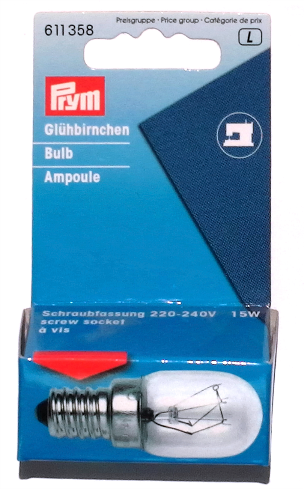 Prym - Sewing Machine Light Bulb - 15w - Screw-in Style - Easy Fit - Sewing Accessories