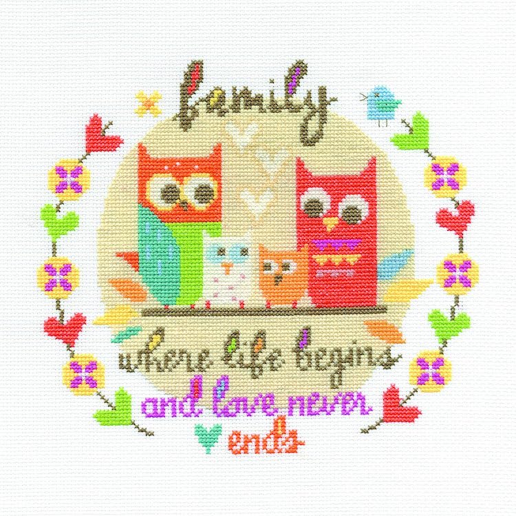 Cross Stitch Kit - Owl Family by Dmc