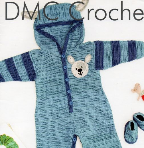 Crochet Pattern - 4 ply Baby's Onesie & Bootees by DMC 15208L/2
