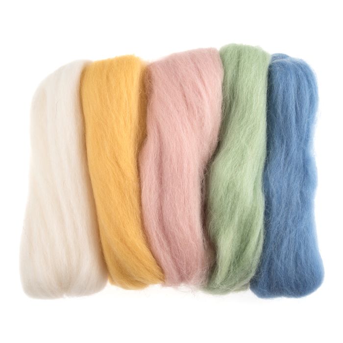 Felting Wool - 50g in Assorted Pastel Colours by Trimits