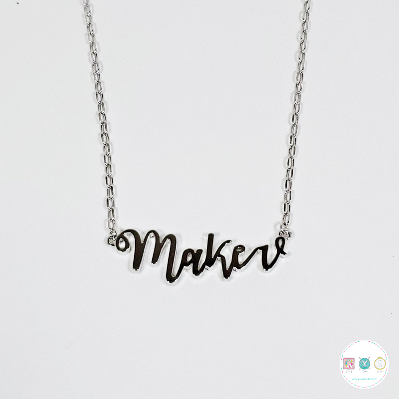 Gift Idea - Maker Necklace - 20" Silver - Nickel Free - by The Quilt Spot - Gifts