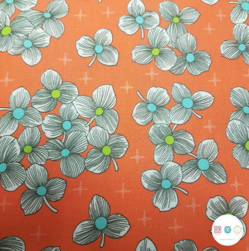 Quilting Fabric - Orange Modern Floral from Lexi by Joan Hawley for Quilting Treasures
