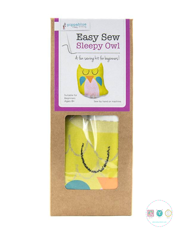 Gift Idea - Easy Sew Kit - Sleepy Owl - Beginners Sewing Project - by Pippablue - Childrens Kit