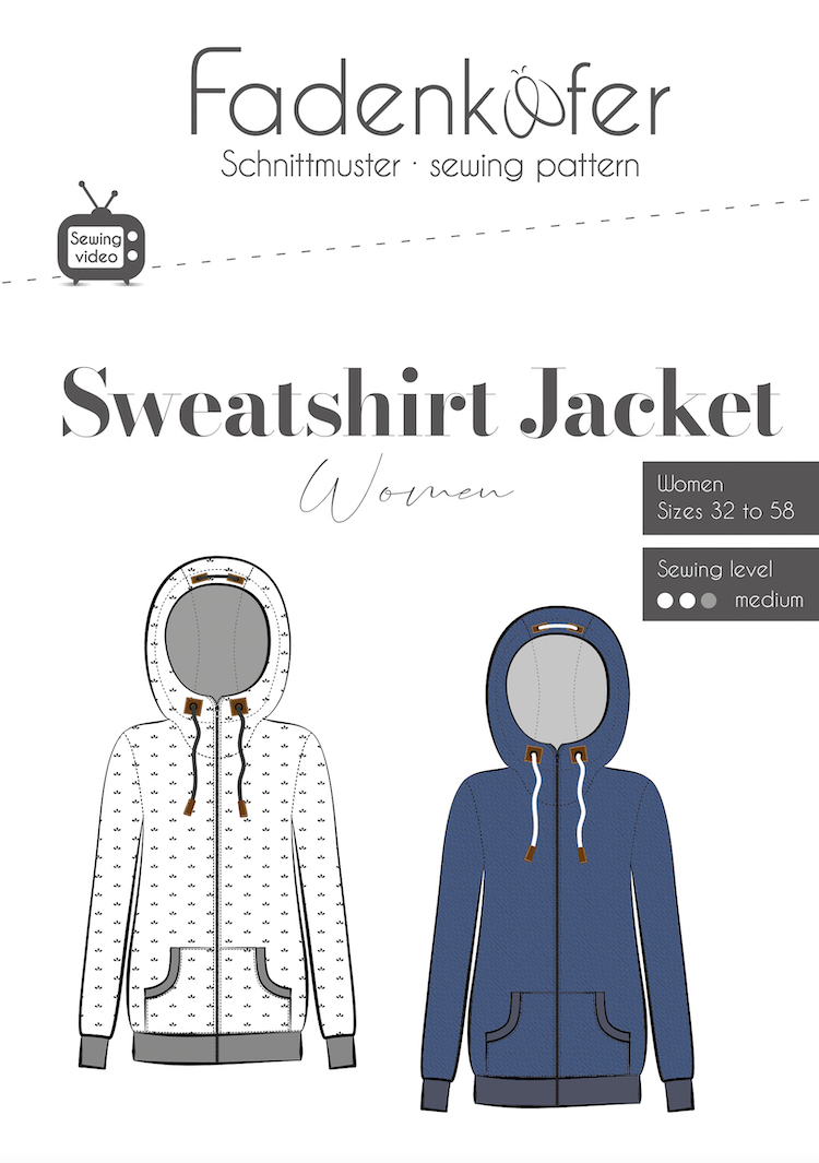 Fadenkafer - Sweatshirt Jacket Women's Sewing Pattern EU Sizes 32 to 58