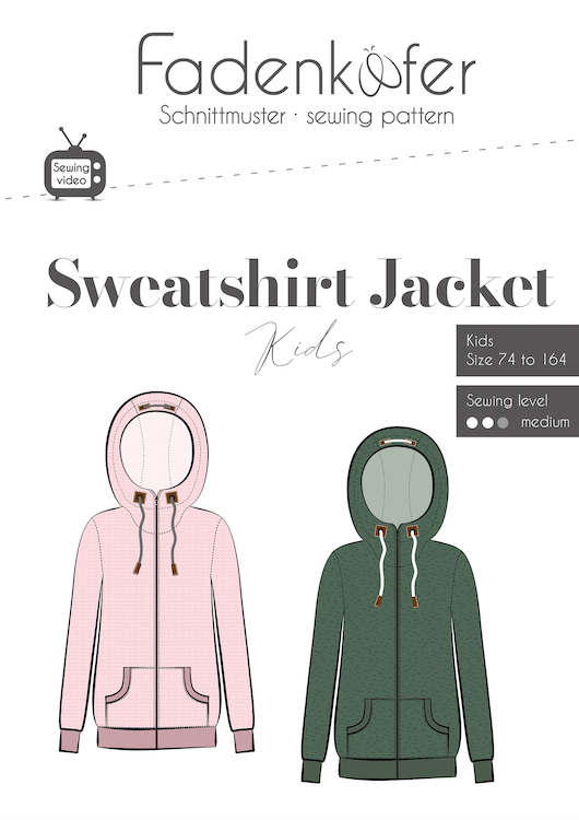 Fadenkafer - Sweatshirt Jacket Kids Sewing Pattern EU Sizes 74 to 164