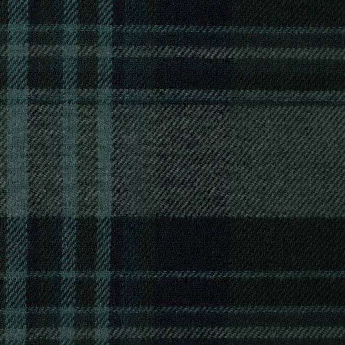 Brushed Cotton Fabric in a Green And Navy Plaid