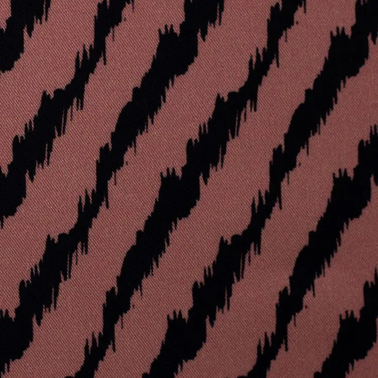 Viscose Fabric with Large Black Chevron Stripe on Dusty Pink