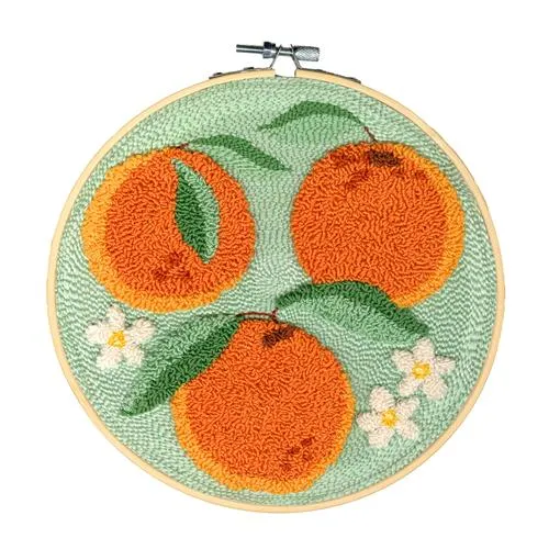 Punch Needle Kit with Orange and Flower Design by Restyle