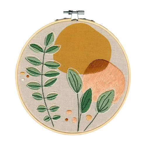 Leaves And Circles Embroidery Kit by Restyle - 17.8cm