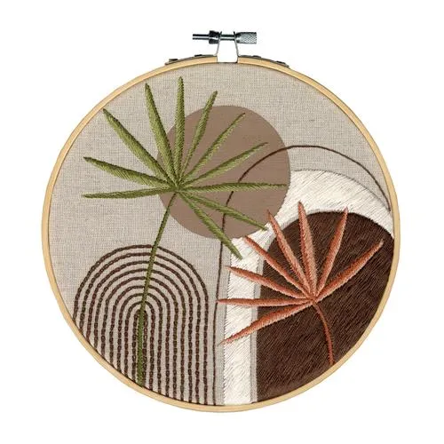 Palm Leaves And Lines Embroidery Kit by Restyle - 17.8cm