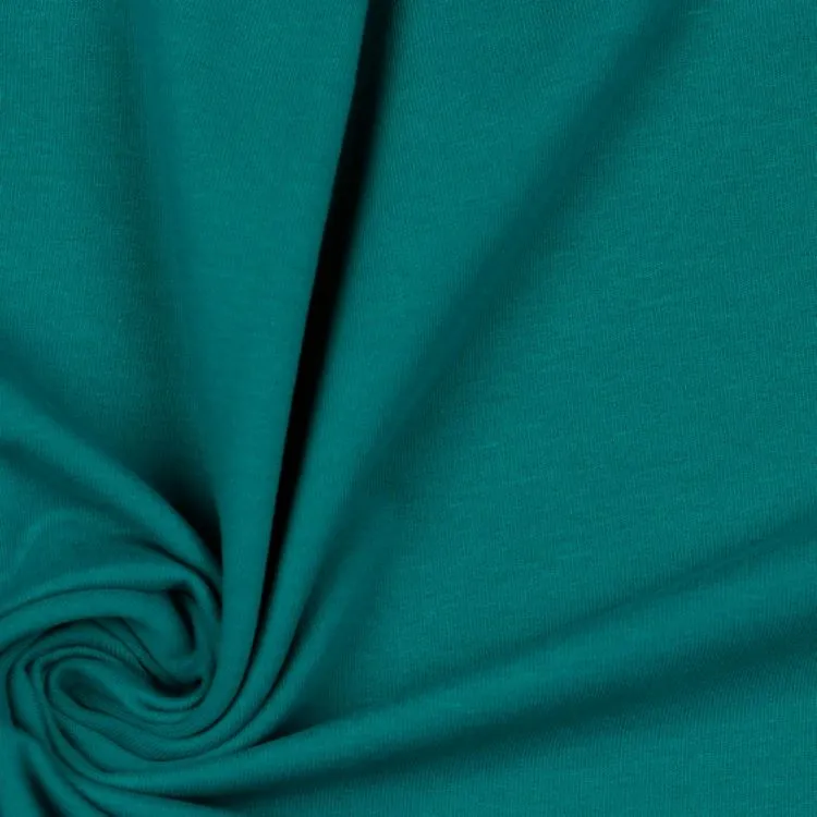 Organic Soft Sweat Jersey Fabric in Petrol Blue Green