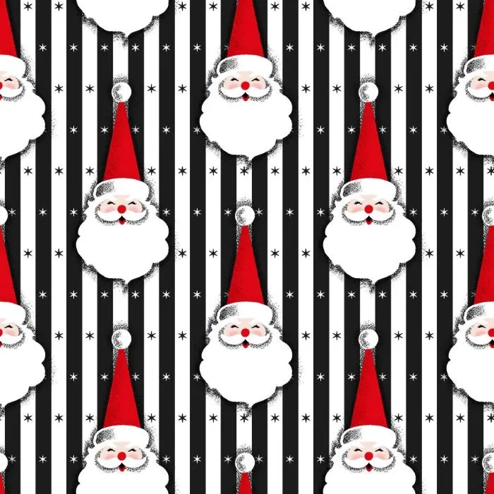 Quilting Fabric - Vintage Santa on Stripes from Christmas Magic by Patrick Lose for Northcott 10024-99