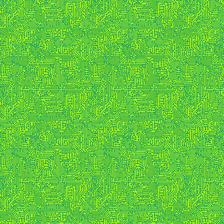 Quilting Fabric - Circuitry Green on Green from Rollicking Robots by Patrick Lose for Northcott 10038-71