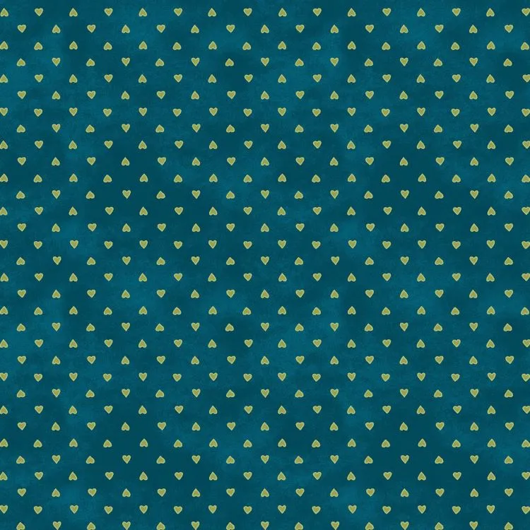 Quilting Fabric - Hearts on Teal from Readerville by Kris Lammers for Maywood Studios 10238M-B