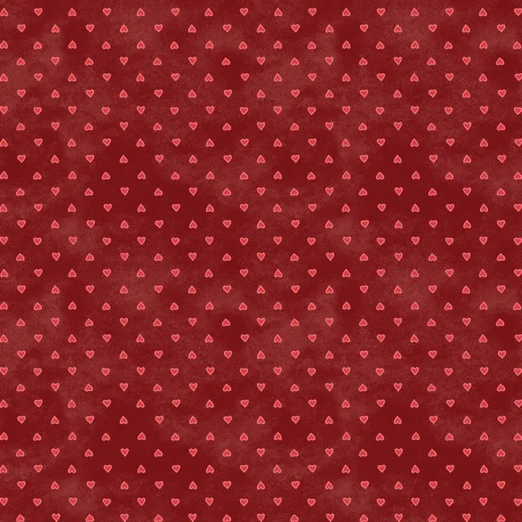 Quilting Fabric - Hearts on Red from Readerville by Kris Lammers for Maywood Studios 10238M-R