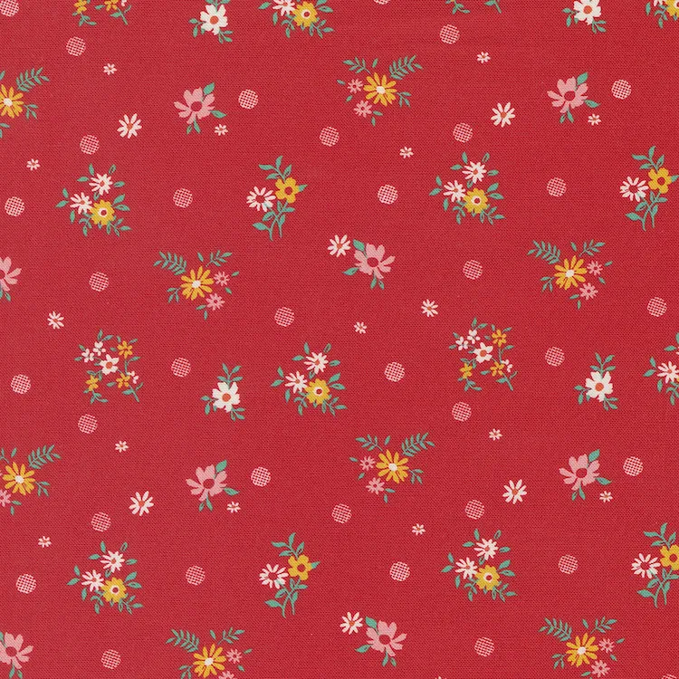 Quilting Fabric - Flowers and Dots on Red from Julia by Crystal Manning for Moda11926 17