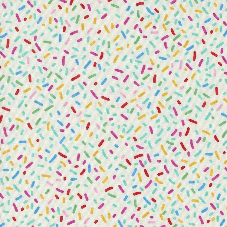 Quilting Fabric - Colouful Sprinkles on White from Snack Shack by Crystal Manning for Moda 11947-11