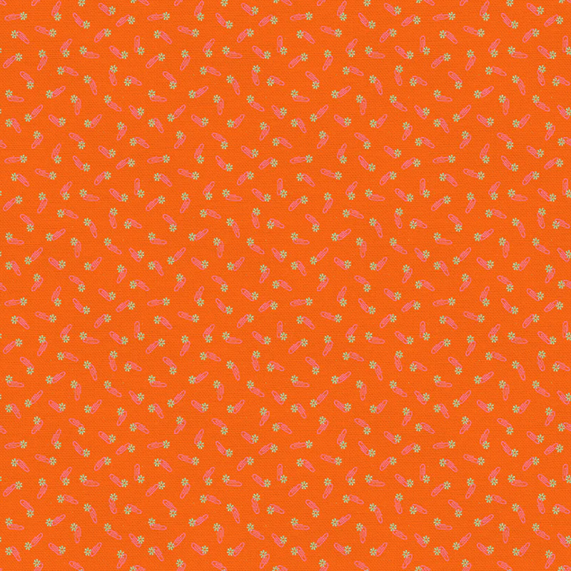 Quilting Fabric - Flower Dot Paperclips on Orange from 9 To 5 by Lysa Flowers for Paintbrush Sudios12022493