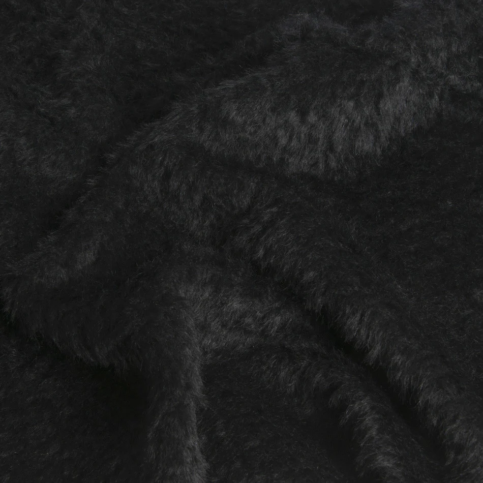 Mohair Wool Blend Coat Fabric in Black