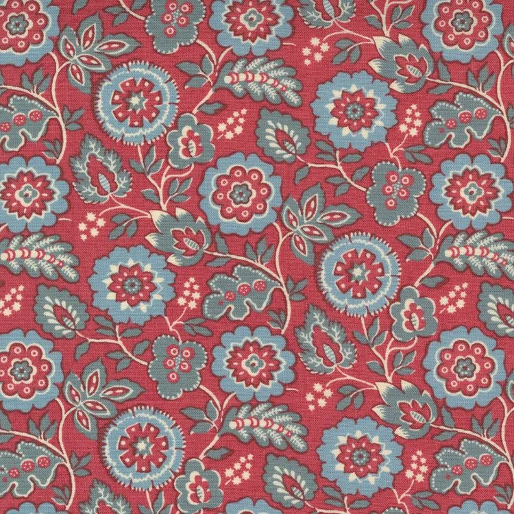 Quilting Fabric - Floral on Red from La Vie Boheme by French General for Moda 13903 11