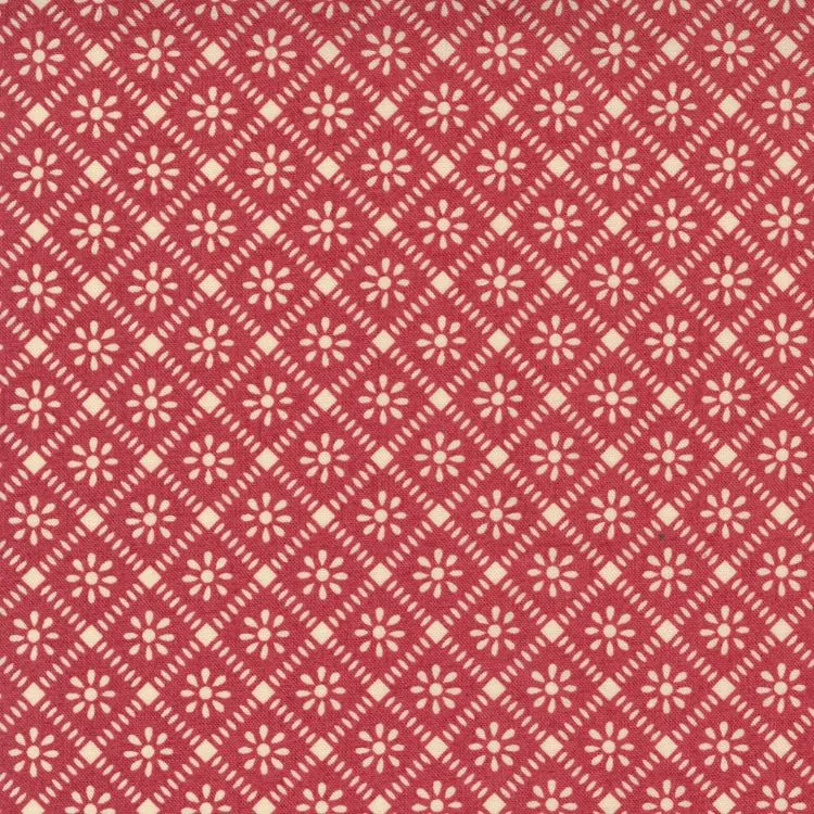 Quilting Fabric - Flower Grid on Red from La Vie Boheme by French General for Moda 13905 11