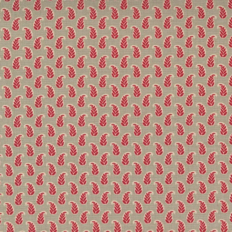 Quilting Fabric - Leaf Dot on Taupe from Bonheur De Jour by French General for Moda 13917 22