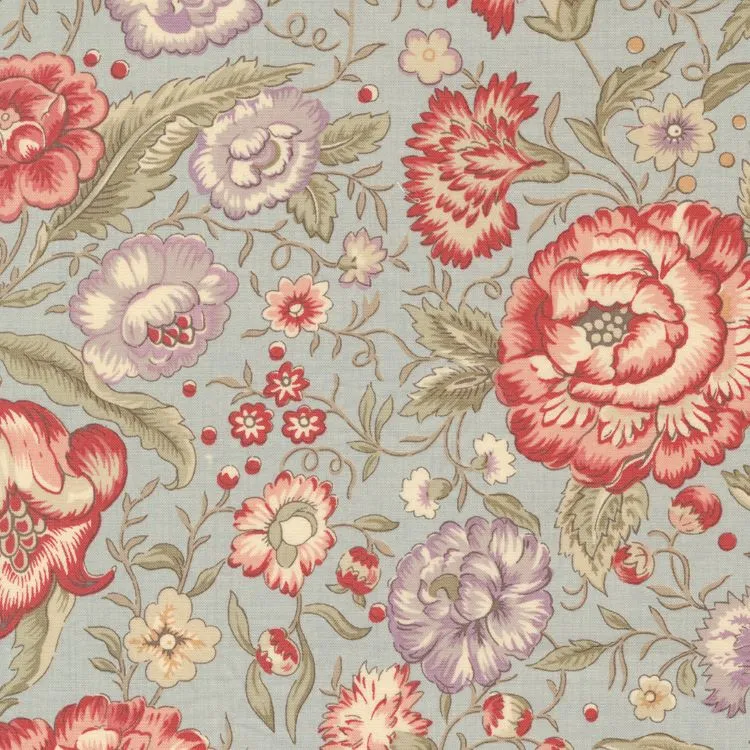 Quilting Fabric - Floral on Blue from La Grand Soiree by French General for Moda 13920 14