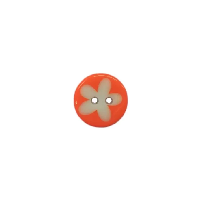 Buttons - 13mm Daisy Print on Orange