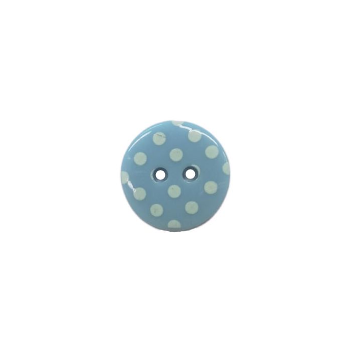 Buttons - 15mm Plastic with White Dots in Pale Blue