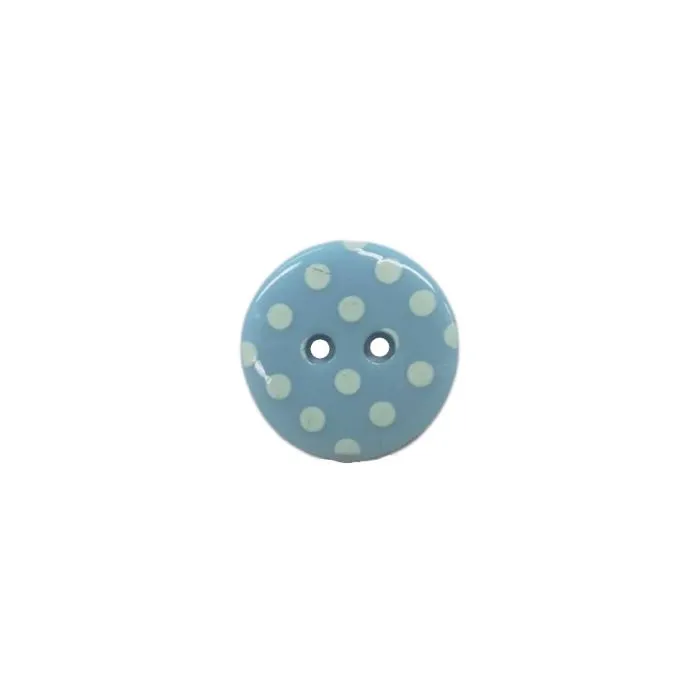 Buttons - 15mm Plastic with White Dots in Pale Blue