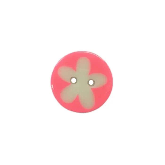 Buttons - 16mm Daisy Print on Pink