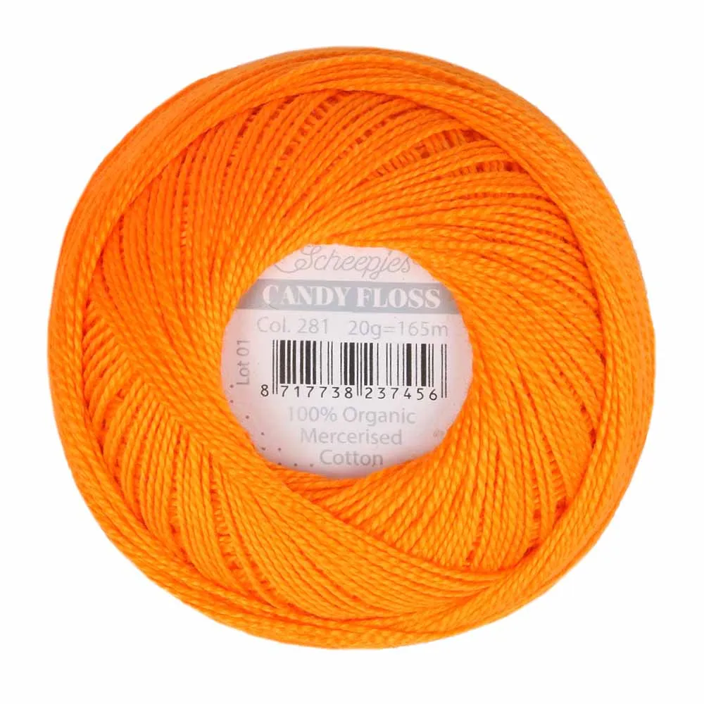 Perle 10 Embroidery Thread - Colour 281 Tangerine Orange by Scheepjes