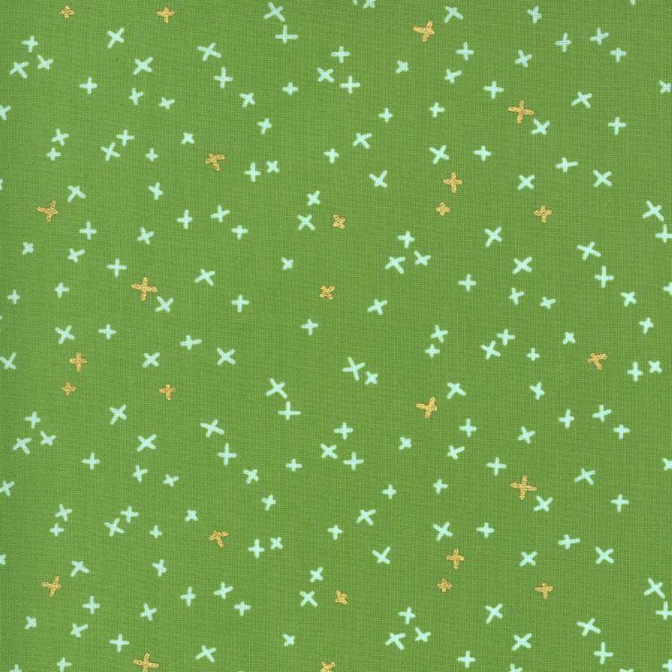 Quilting Fabric - Crosses Metallic on Grass from Dance in Paris by Zen Chic for Moda 1745 15M