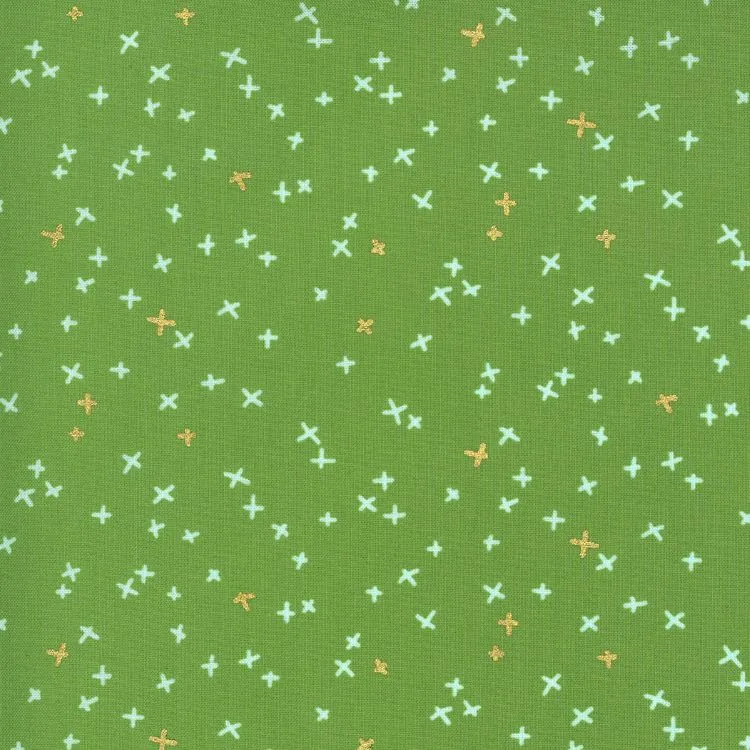 Quilting Fabric - Crosses Metallic on Grass from Dance in Paris by Zen Chic for Moda 1745 15M