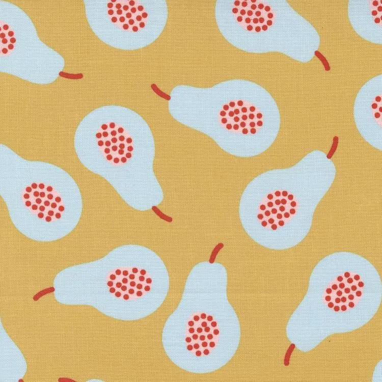 Quilting Fabric - Pears on Mustard from Lazy Afternoon by Zen Chic for Moda 1780 17