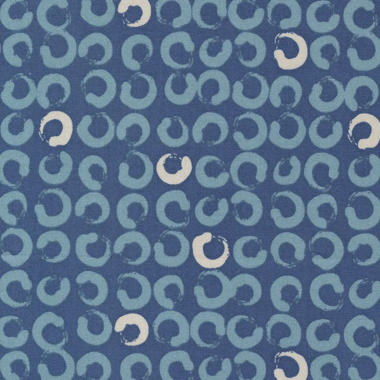 Quilting Fabric - Painted Circles on Blue from Bluish by Zen Chic for Moda 1821 16