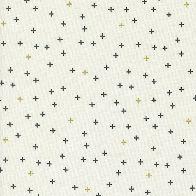 Quilting Fabric - Small Crosses with Metallic Accents on Off White from Shimmer by Zen Chic for Moda 1845-11M