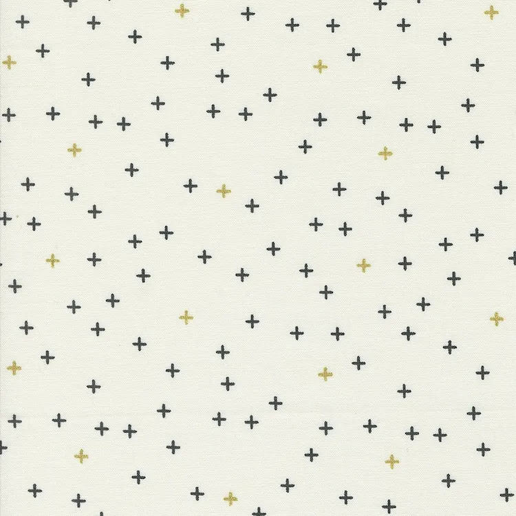 Quilting Fabric - Small Crosses with Metallic Accents on Off White from Shimmer by Zen Chic for Moda 1845-11M