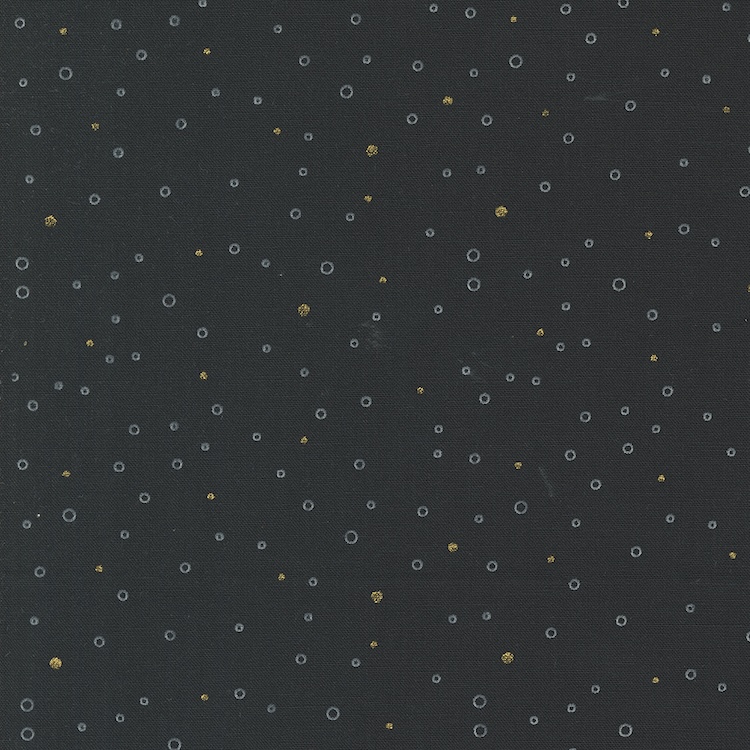 Quilting Fabric - Little Dots with Metallic Accents on Ebony Black from Shimmer by Zen Chic for Moda 1846-15M