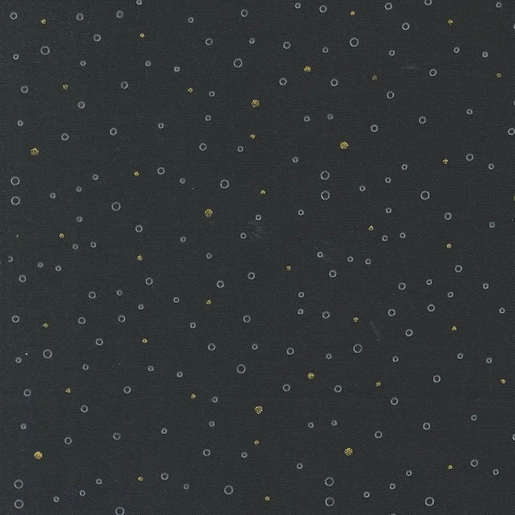 Quilting Fabric - Little Dots with Metallic Accents on Ebony Black from Shimmer by Zen Chic for Moda 1846-15M