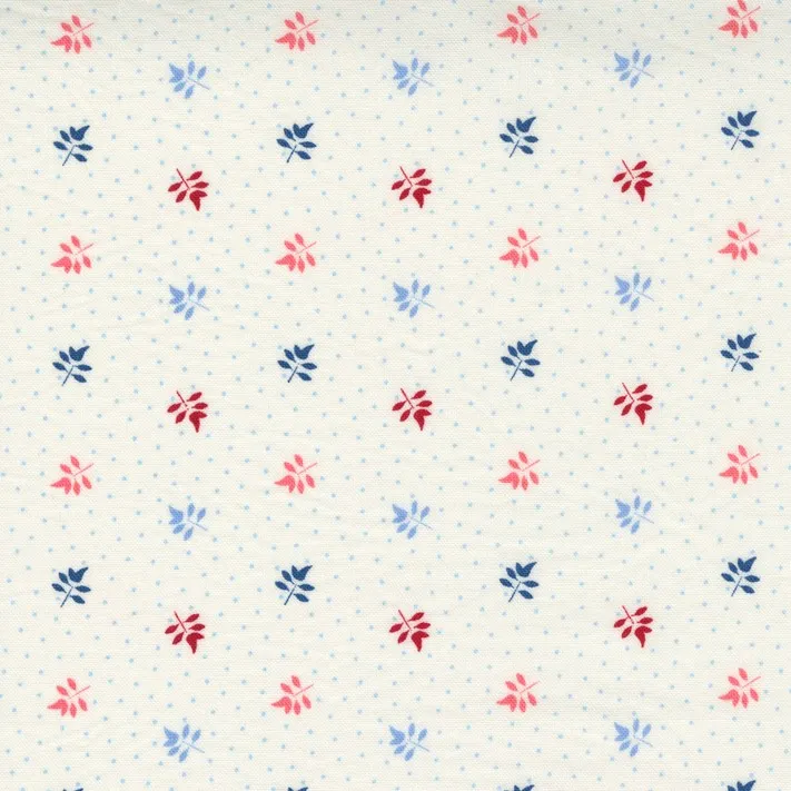 Quilting Fabric - Leaf on Dots Blues and Reds from Prairie Days by Bunny Hill Designs for Moda 2994 14