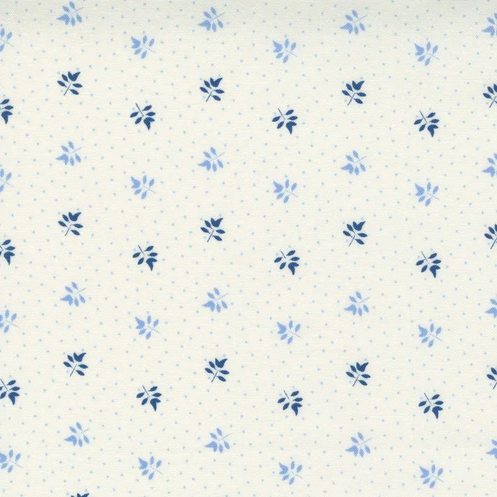 Quilting Fabric - Leaf on Dots Blues from Prairie Days by Bunny Hill Designs for Moda 2994 14