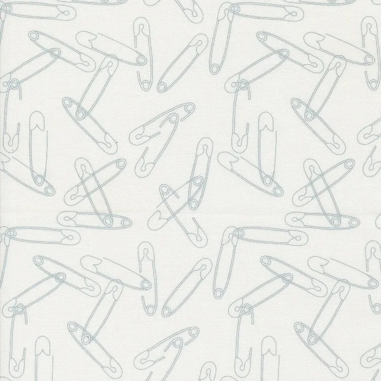 Quilting Fabric - Safety Pins on White from Still More Paper by Zen Chic for Moda 1873 11