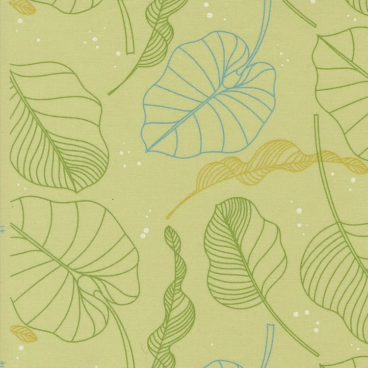 Quilting Fabric - Big Leaves on Light Lime Green from Olive You by Zen Chic for Moda 1880 17