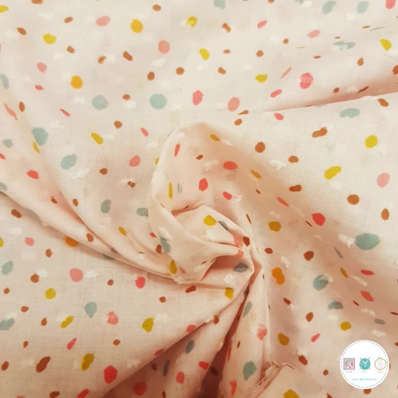 Cotton Dobby Fabric - Baby Pink Confetti Party