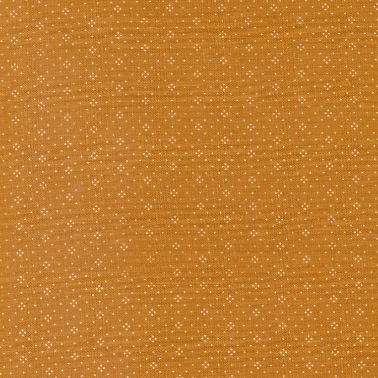 Quilting Fabric - White Dot Eyelets on Cinammon Gold from Eyelet by Fig Tree Co for Moda 20488 22