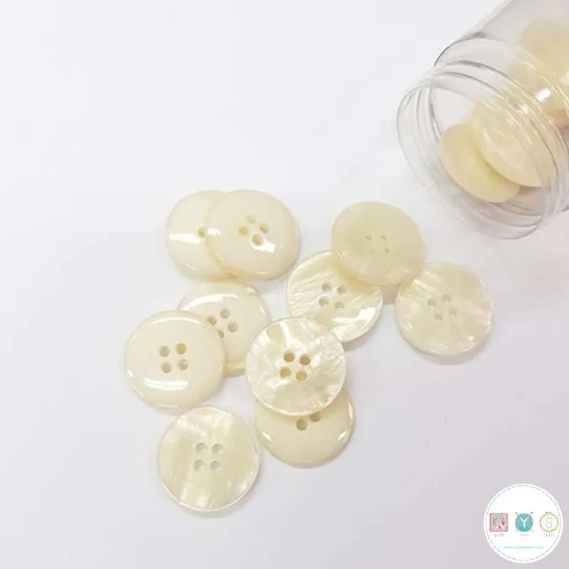 Beige Perlescent Shell Effect Button - 20mm - 4-Hole Sew Through - Haberdashery